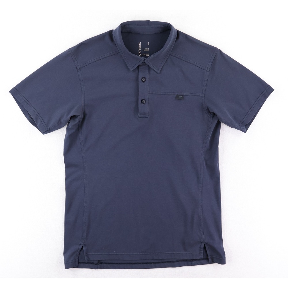 Arc'teryx Captive Polo Men Small Navy Blue Short Sleeve DryTech Performance